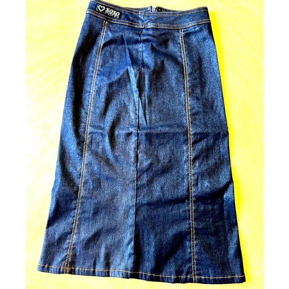 VTG 90s XOXO Jean Pencil Skirt maxi Office Western Cowgirl Denim XS 00 Y2K - Picture 1 of 6